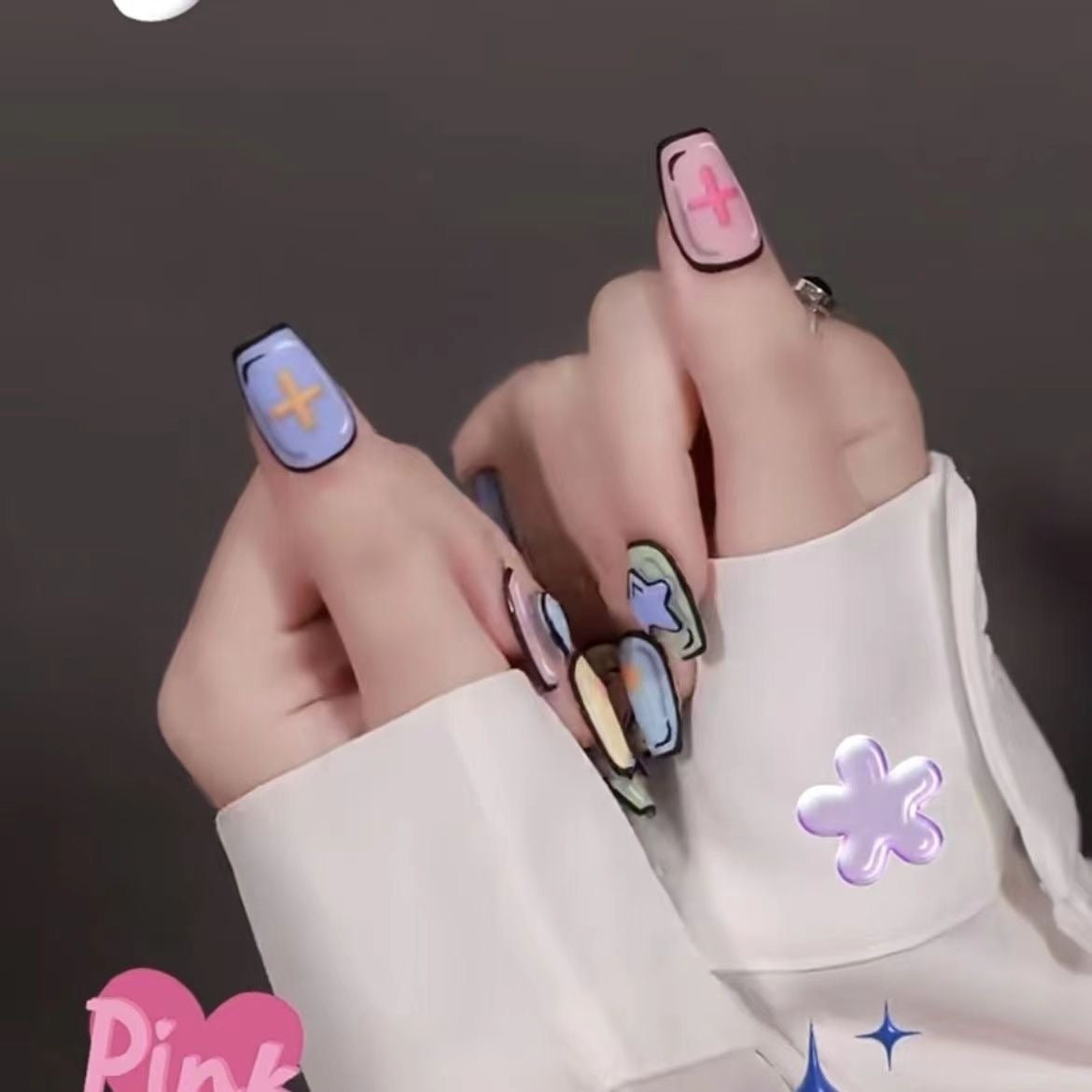 Pastel Star & Heart Press on Nails