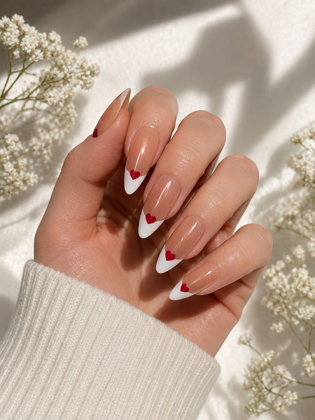 white French manicure with a heart